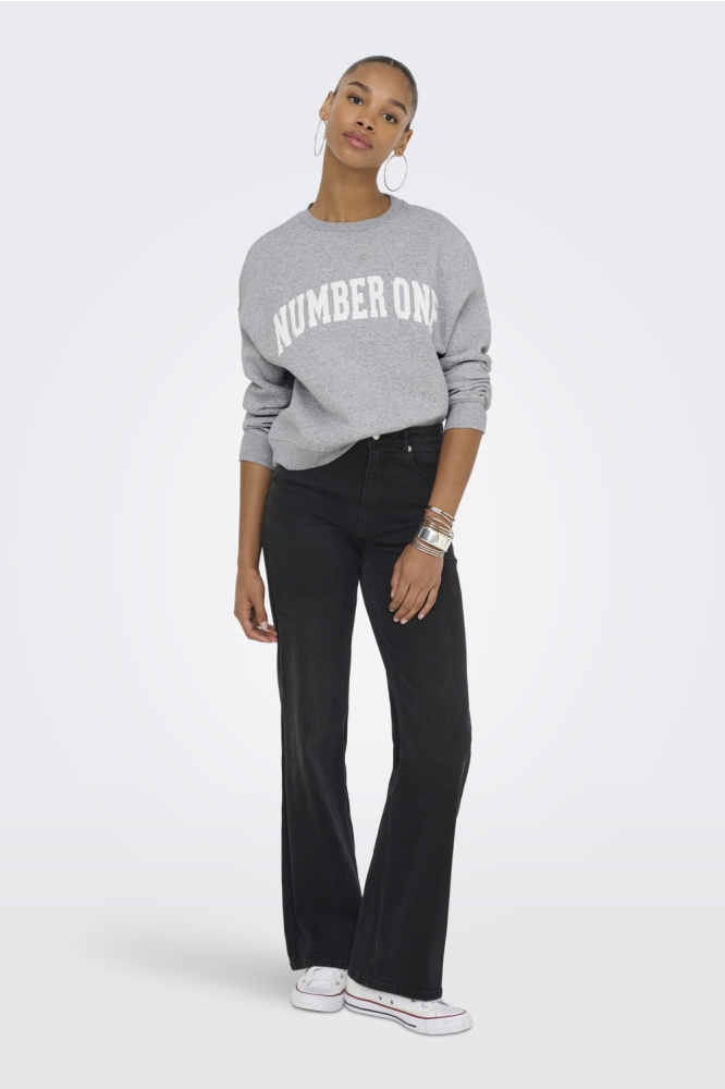 ONLSWEAT LIFE L/S CREW O.SIZE STATE 15254183 Light Grey Mela/NUMBER ONE